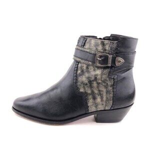 Father & Son Vintage Black Leather Western Ankle Boots Mens 7 D